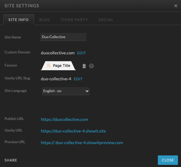 showit seo settings