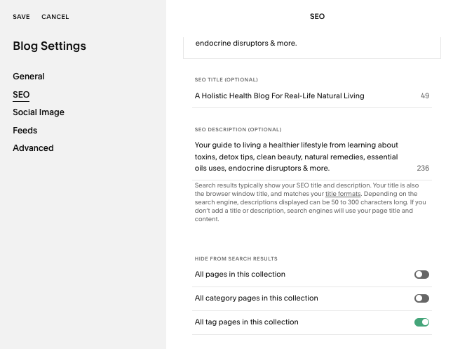 squarespace seo settings