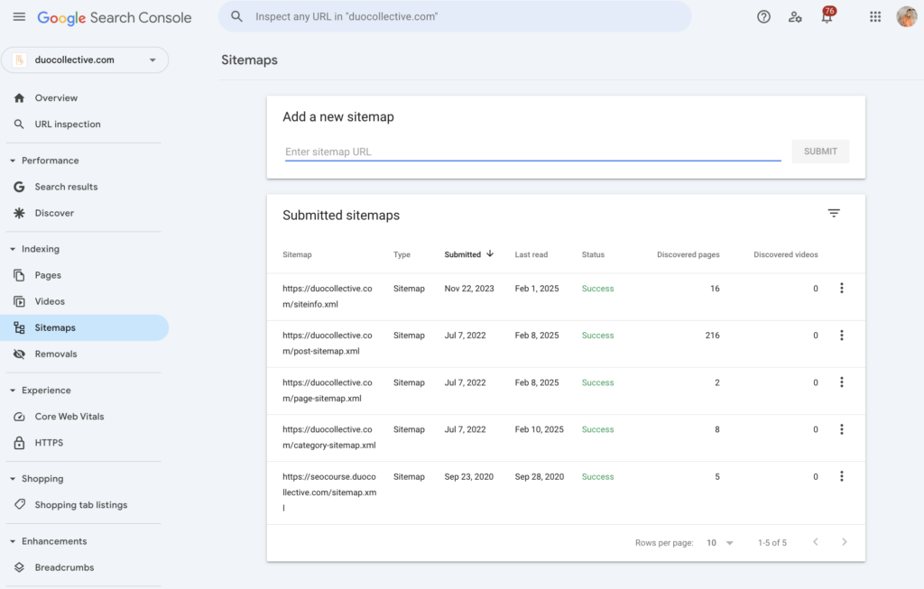 submitting your sitemap in Google Search Console for New Website SEO