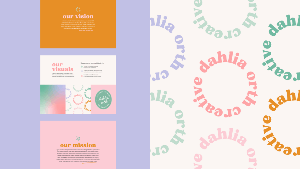 Dahlia Orth Creative, Honeybook Pro and Systems Specialist Rebrand Circle Logo Submarks and Style Guide