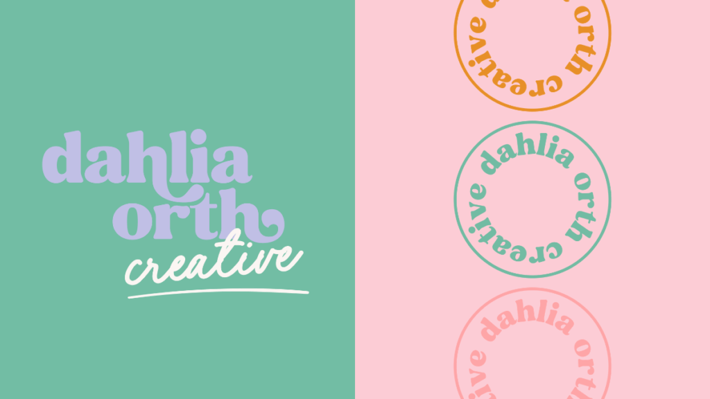 Dahlia Orth Creative, Honeybook Pro and Systems Specialist Rebrand Circle Logo Submarks and Mixed Fonts Logo